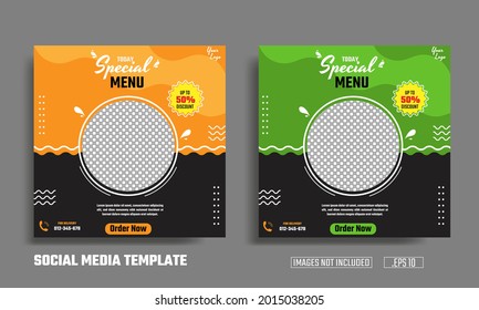 Vector Design Social Media Post Banner Template Restaurant Food Menu