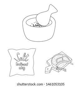 Vector design of sodium and mineral logo. Set of sodium and kitchen vector icon for stock.