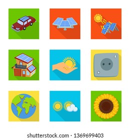 Vector design of Solar and panel icon. Set of Solar and green stock symbol for web.
