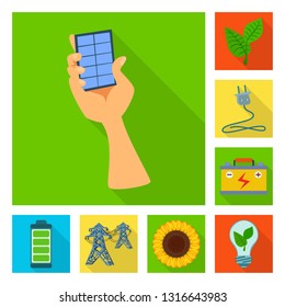 Vector design of Solar and panel logo. Collection of Solar and green vector icon for stock.