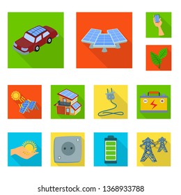 Vector design of Solar and panel logo. Set of Solar and green vector icon for stock.