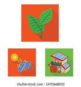 Vector design of Solar and panel logo. Collection of Solar and green vector icon for stock.