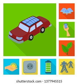 Vector design of Solar and panel sign. Collection of Solar and green stock vector illustration.