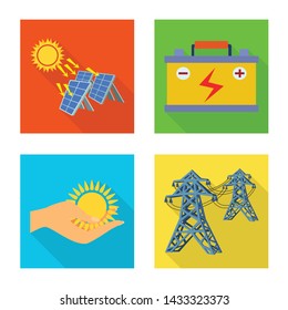 Vector design of Solar and panel sign. Collection of Solar and green stock symbol for web.