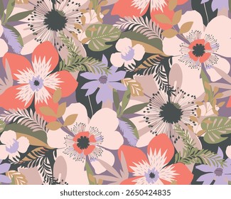 Vector design solid flower all over seamless pattern wrapping paper design, digital image printing factory textile