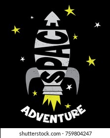 vector design with space concept for baby tee print