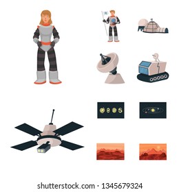 Vector design of space  and galaxy  logo. Collection of space  and travels  vector icon for stock.