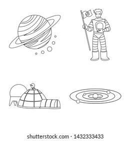 Vector design of space and galaxy logo. Collection of space and travels stock symbol for web.