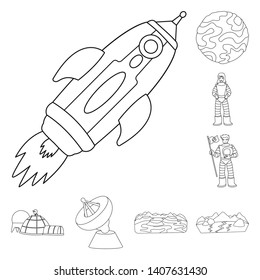 Vector design of space  and galaxy  symbol. Collection of space  and travels  stock vector illustration.