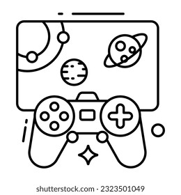 Vektordesign von Space Video Gaming, flaches Design-Symbol