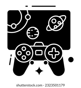 Vector design of space video gaming, flat design icon