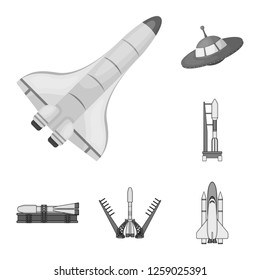 Vector design of spaceship and ship sign. Set of spaceship and station vector icon for stock.