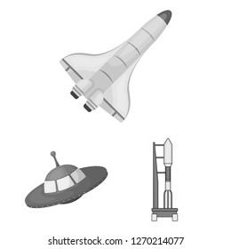 Vector design of spaceship and ship sign. Set of spaceship and station vector icon for stock.