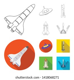 Vector design of spaceship and ship sign. Set of spaceship and station stock vector illustration.