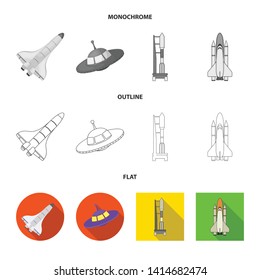 Vector design of spaceship and ship symbol. Set of spaceship and station stock symbol for web.
