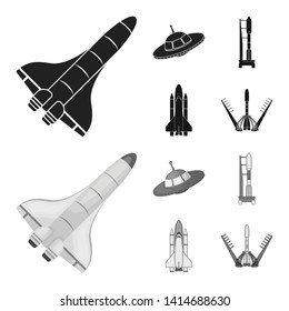 Vector design of spaceship and ship symbol. Set of spaceship and station vector icon for stock.