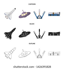 Vector design of spaceship and ship symbol. Collection of spaceship and station stock symbol for web.