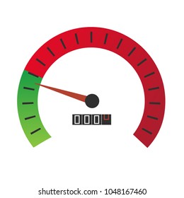 Vector design of speedometer gauges which is split to green part for safe ride and red part for dangerous ride