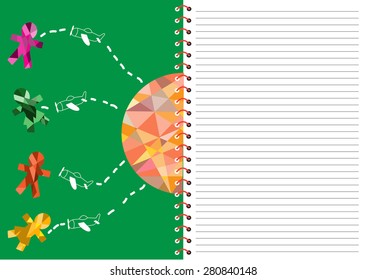 vector design spiral notebook with lined,children day cards