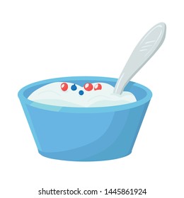 Vector design of spoon and bowl logo. Collection of spoon and cream vector icon for stock.