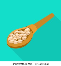 Vector design of spoon and grain sign. Web element of spoon and organic stock vector illustration.