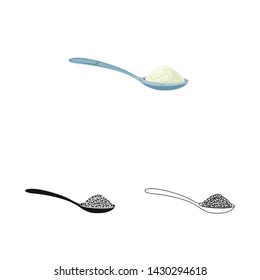 Vector design of spoon and rice sign. Collection of spoon and grain stock symbol for web.
