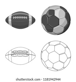 Vector design of sport and ball icon. Set of sport and athletic vector icon for stock.