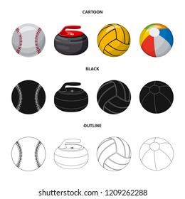 Vector design of sport and ball sign. Set of sport and athletic stock symbol for web.