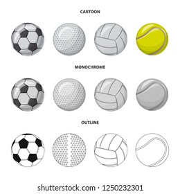 Vector design of sport and ball sign. Set of sport and athletic vector icon.