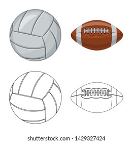 Vector design of sport and ball sign. Collection of sport and athletic stock vector illustration.