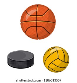 Vector design of sport and ball symbol. Set of sport and athletic stock vector illustration.