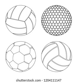 Vector design of sport and ball symbol. Set of sport and athletic vector icon for stock.