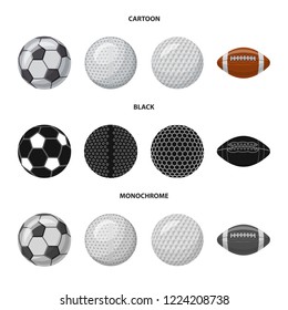 Vector design of sport and ball symbol. Set of sport and athletic stock vector illustration.