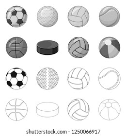 Vector design of sport and ball symbol. Set of sport and athletic vector illustration.