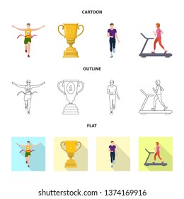 Vector design of sport  and winner icon. Set of sport  and fitness  stock vector illustration.