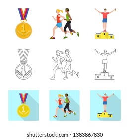 Vector design of sport  and winner icon. Collection of sport  and fitness  stock symbol for web.