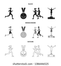 Vector design of sport  and winner icon. Set of sport  and fitness  stock symbol for web.