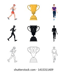 Vector design of sport  and winner icon. Set of sport  and fitness  stock symbol for web.