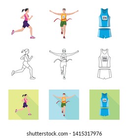 Vector design of sport  and winner icon. Set of sport  and fitness  stock symbol for web.