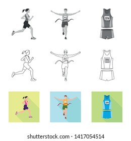 Vector design of sport  and winner icon. Set of sport  and fitness  vector icon for stock.