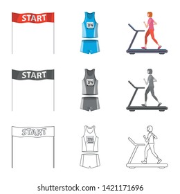 Vector design of sport  and winner icon. Set of sport  and fitness  vector icon for stock.