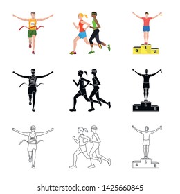 Vector design of sport  and winner icon. Set of sport  and fitness  vector icon for stock.
