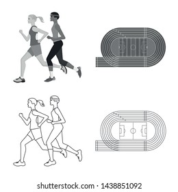 Vector design of sport and winner icon. Collection of sport and fitness vector icon for stock.