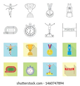Vector design of sport and winner icon. Collection of sport and fitness stock vector illustration.