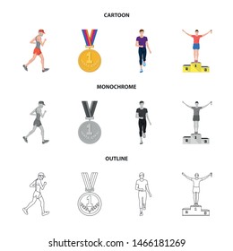 Vector design of sport and winner icon. Collection of sport and fitness vector icon for stock.