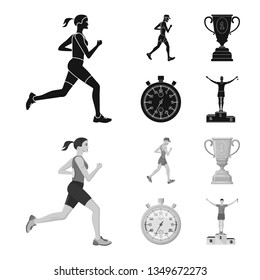 Vector design of sport  and winner logo. Collection of sport  and fitness  stock symbol for web.