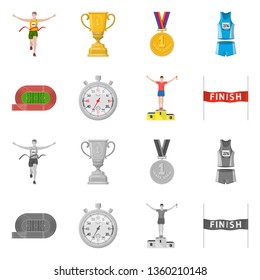 Vector design of sport  and winner logo. Set of sport  and fitness  stock symbol for web.
