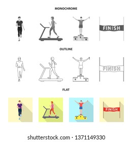 Vector design of sport  and winner logo. Collection of sport  and fitness  stock symbol for web.