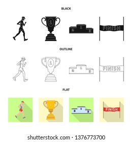 Vector design of sport  and winner logo. Set of sport  and fitness  stock symbol for web.