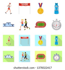 Vector design of sport  and winner logo. Set of sport  and fitness  stock symbol for web.